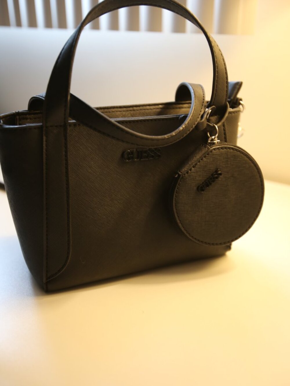 GUESS Black Mini Tote Crossbody Bag with Coin Purse attachment